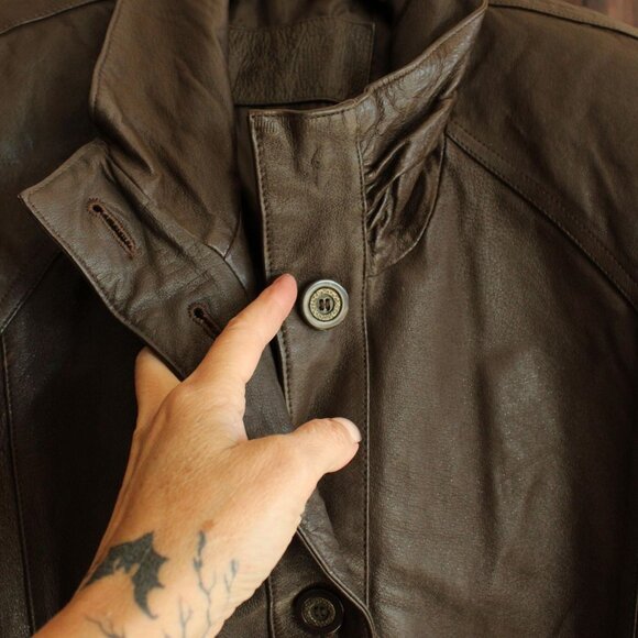 Vintage 1980s 1990s Leather Jacket, Jacqueline Ferrar Brown Coat, Size Small - Picture 10 of 10